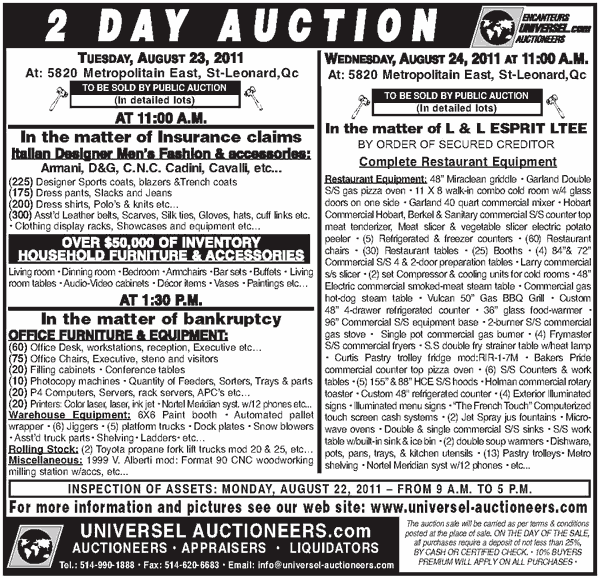auction notice august 2011